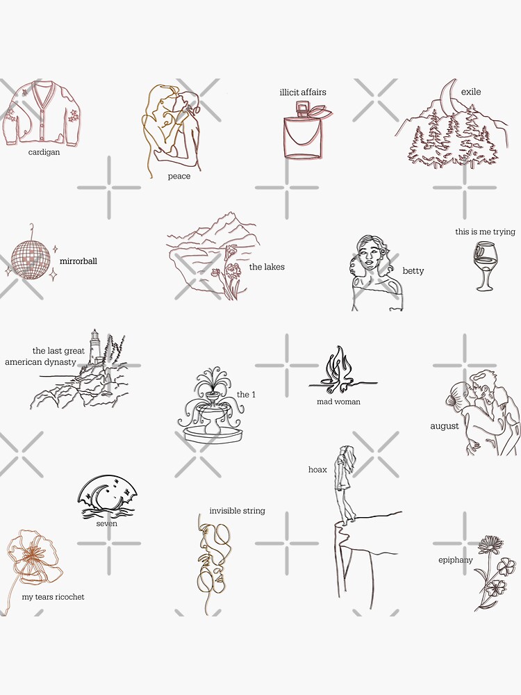 Taylor Swift Folklore Album Collection (Line art with white background) by alexandra755