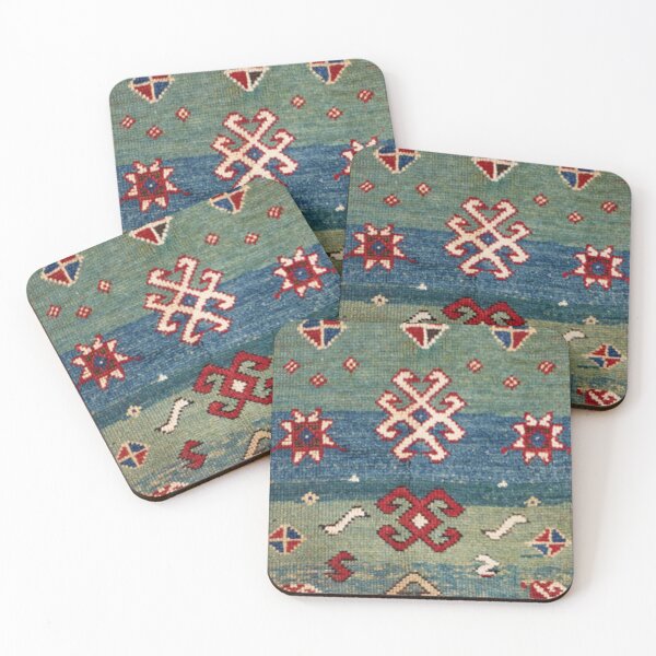 Item preview, Chevron Stars II // 19th Century Colorful Steel Blue Light Green Teal Checkered Ornate Accent Pattern designed and sold by vintagepatterns.