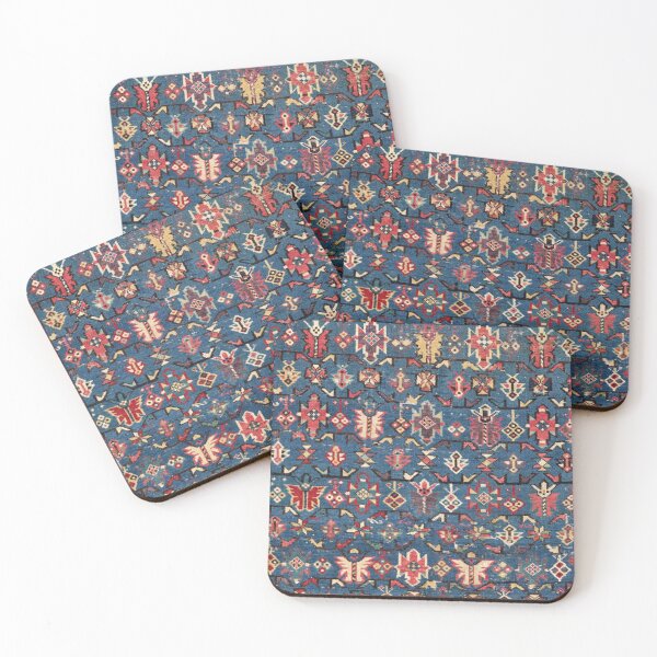 Item preview, Cobalt Blue Khyrdagyd // 19th Century Authentic Colorful Yellow Red Aztec Butterfly Accent Pattern designed and sold by vintagepatterns.