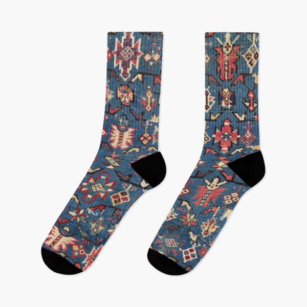 Artikelvorschau, Kobaltblau Khyrdagyd // Authentisches buntes gelb-rotes aztekisches Schmetterlings-Akzentmuster des 19. Jahrhunderts entworfen und verkauft von vintagepatterns.