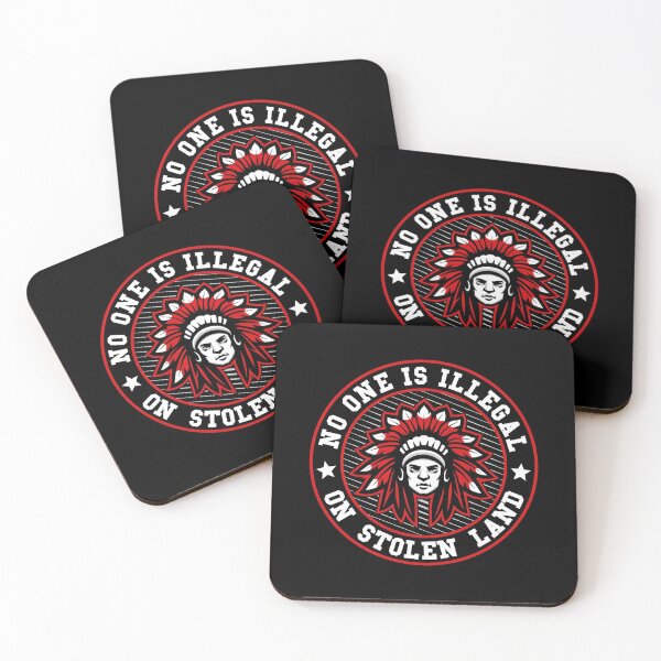 Item preview, NO ONE IS ILLEGAL ON STOLEN LAND Native American Protest designed and sold by ProgressiveMob.
