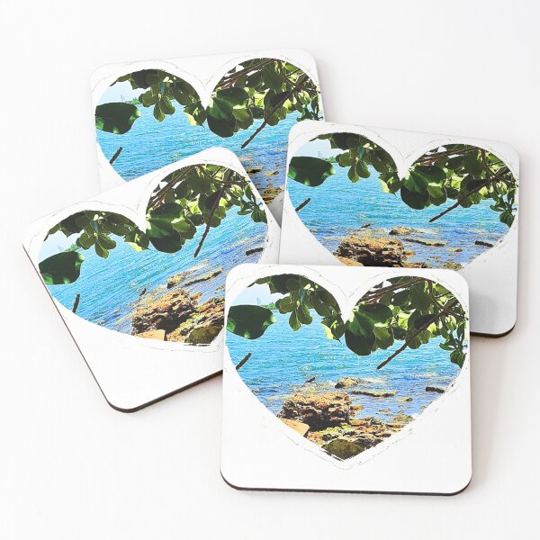 Item preview, Ocean leaves and rocks landscape heart design designed and sold by Adri Graterol.