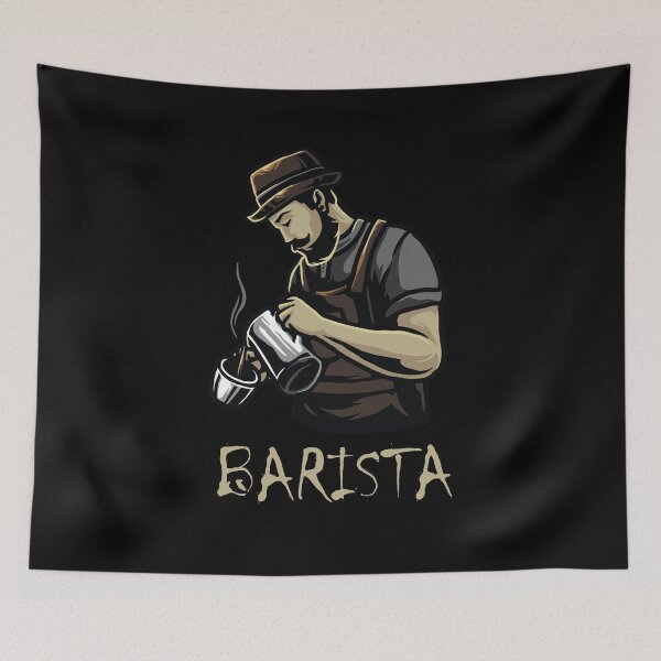 Item preview, Brutal Barista making coffee on black  designed and sold by coffeeapparel.