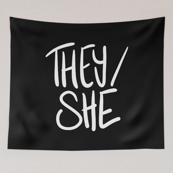 Item preview, THEY/SHE, v5, black/white designed and sold by Skyler Orion X.