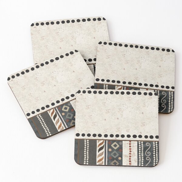 Item preview, Primitive earthtone geometric stripe design  designed and sold by Sue Zipkin.