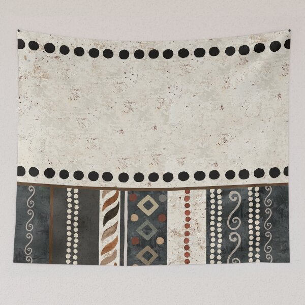 Item preview, Primitive earthtone geometric stripe design  designed and sold by Sue Zipkin.