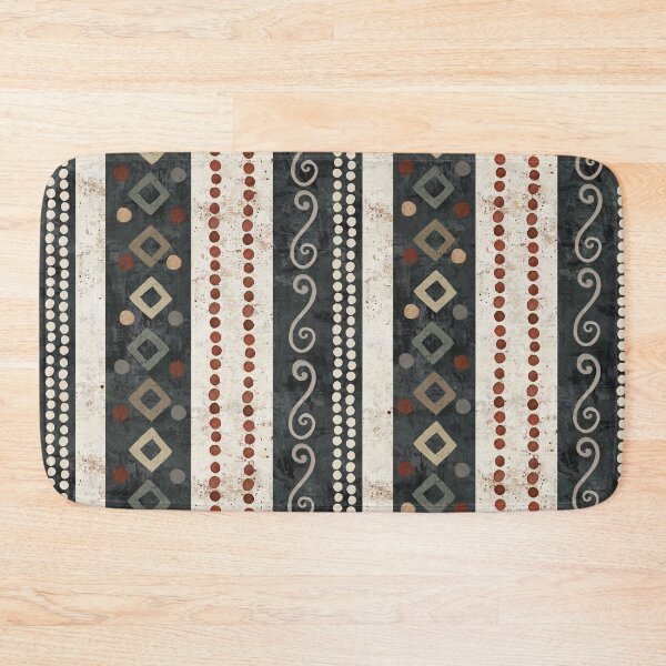Item preview, Primitive earthtone geometric stripe design  designed and sold by Sue Zipkin.