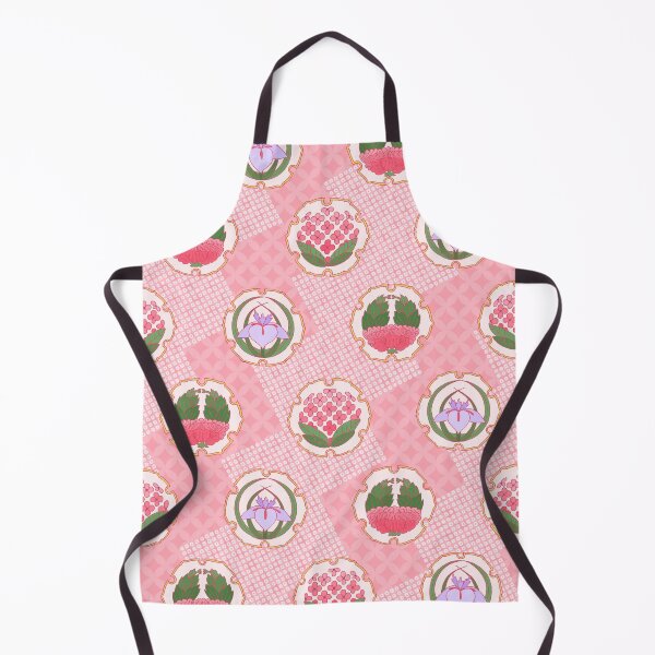 Item preview, Traditional Japanese Floral Shippou Summer Flower Crest Pattern with Hydrangea, Iris, and Peony in Pastel Pink designed and sold by Charredsky.