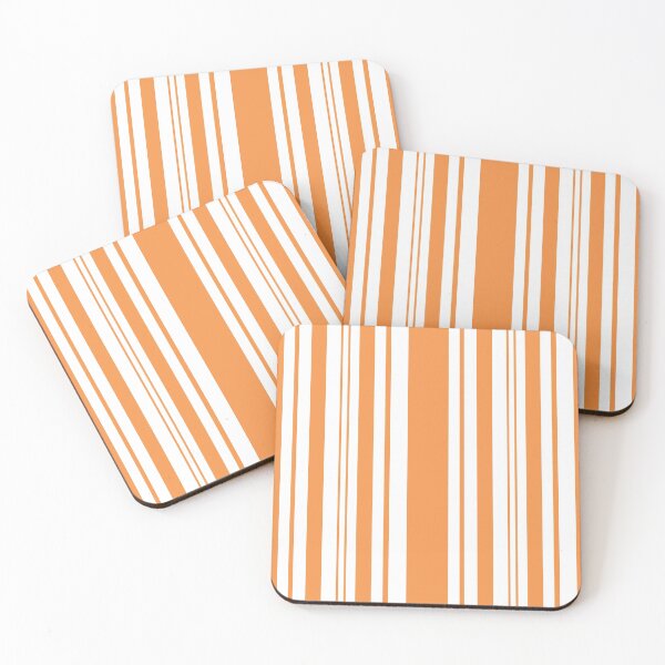 Item preview, Orange retro summer thin pinstripes pattern on white, thin stripes vertical designed and sold by UDDesign.