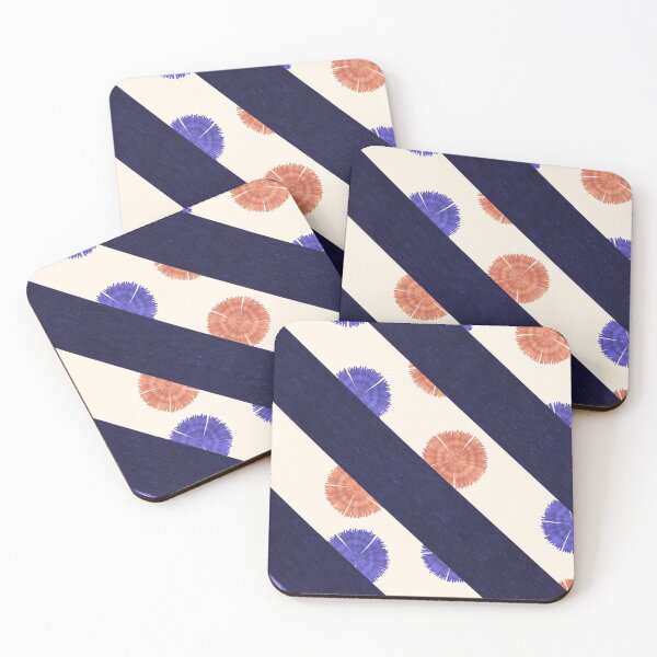 Item preview, Traditional Japanese Tie-dye Shibori Geometric Floral Nadeshiko Carnation Abstract Stripes Pattern in Navy Indigo designed and sold by Charredsky.