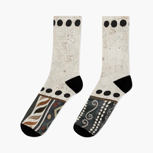 Item preview, Primitive earthtone geometric stripe design  designed and sold by Sue Zipkin.