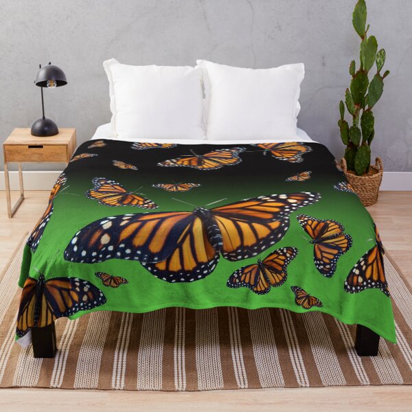 Item preview, Green orange monarch butterfly pattern,  designed and sold by Stephanie  Skeem.