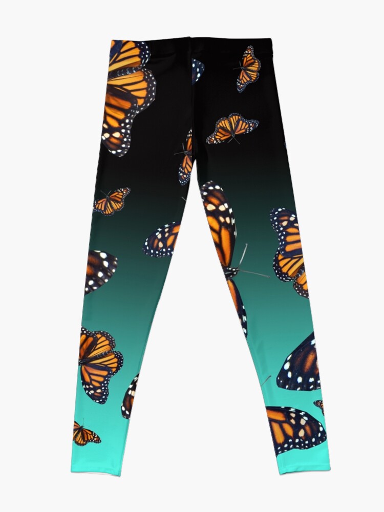 Discover Blue and orange monarch butterfly pattern  Leggings