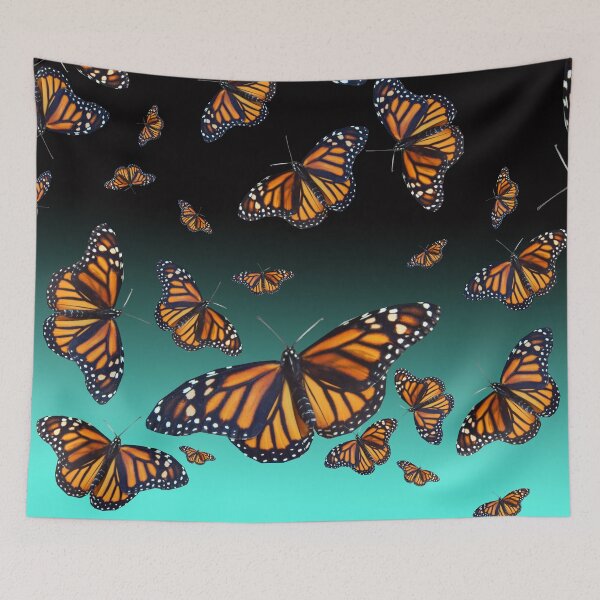 Item preview, Blue and orange monarch butterfly pattern  designed and sold by Stephanie  Skeem.
