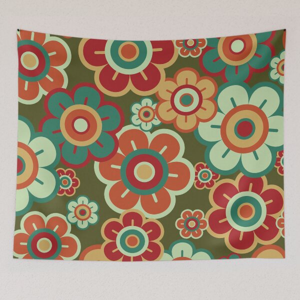 Item preview, Red And Green Retro Pop Daisies © fatfatin designed and sold by fatfatin.