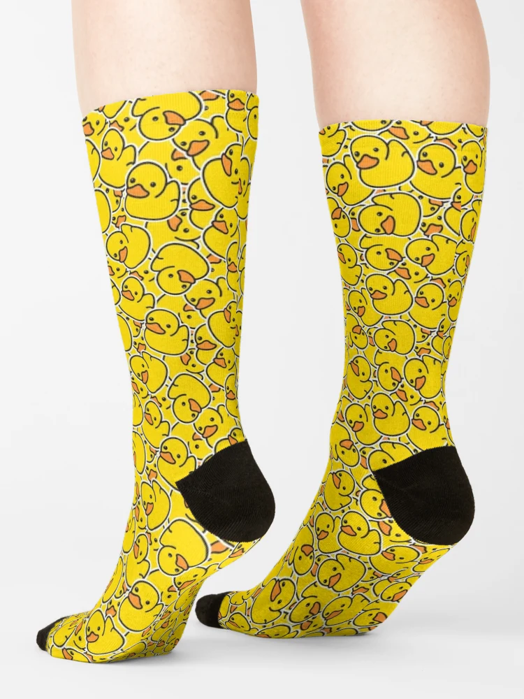 Pato de goma en calcetines amarillos para hombre y mujer, medias de verano  de poliéster