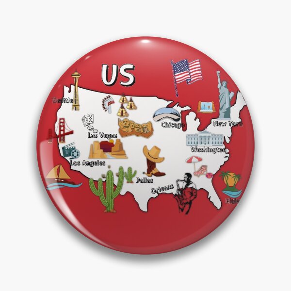 Item preview, USA map US map major cities names United states America national symbols and landmarks designed and sold by mashmosh.