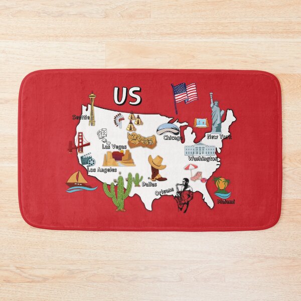 Item preview, USA map US map major cities names United states America national symbols and landmarks designed and sold by mashmosh.