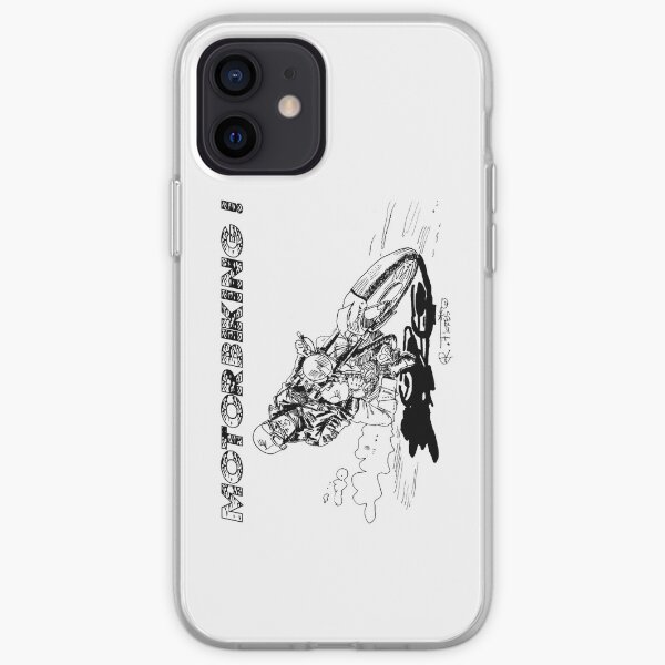 Black and white caferacer motorbike (2) Funda blanda para iPhone