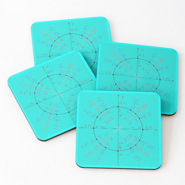 Unit circle angles. Trigonometry, Math Formulas, Geometry Formulas Coasters (Set of 4)