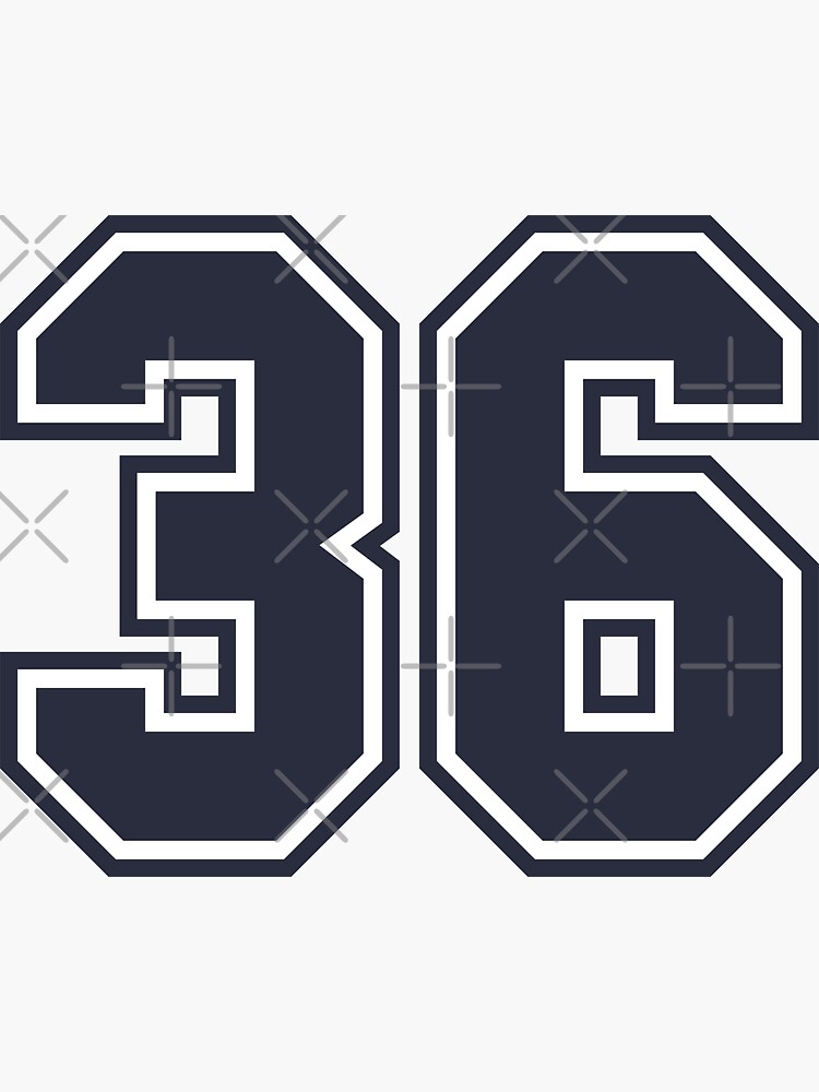 36 Navy Grey Red Sports Number Thirty-Six Sticker for Sale by HelloFromAja