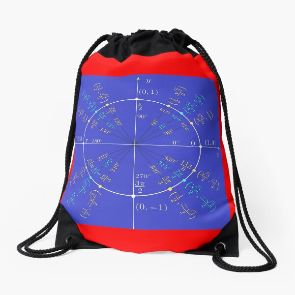 Unit circle angles. Trigonometry, Math Formulas, Geometry Formulas Drawstring Bag