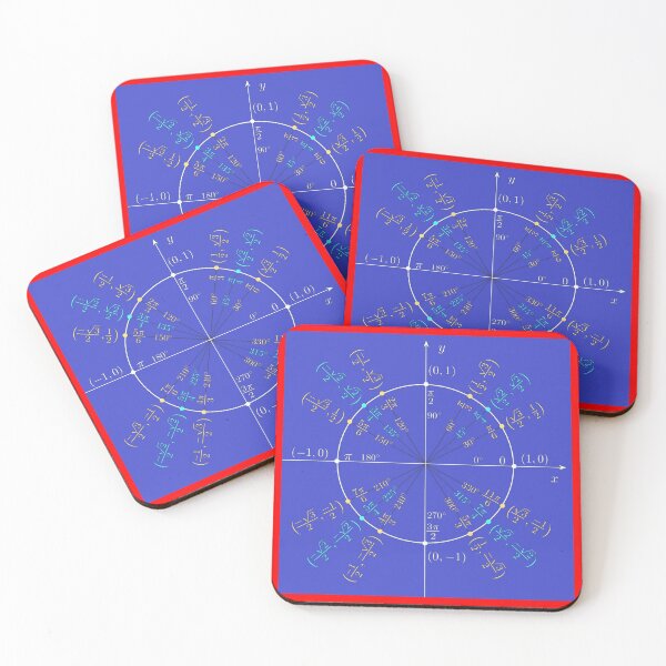 Unit circle angles. Trigonometry, Math Formulas, Geometry Formulas Coasters (Set of 4)