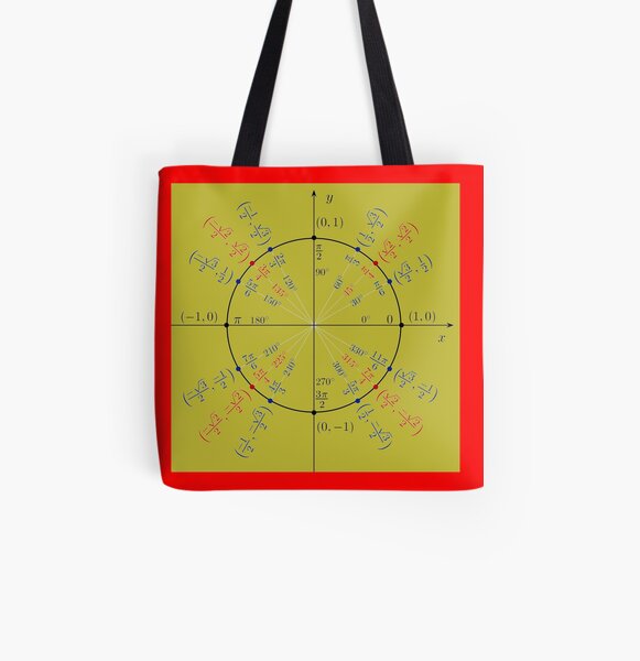 Unit circle angles. Trigonometry, Math Formulas, Geometry Formulas All Over Print Tote Bag