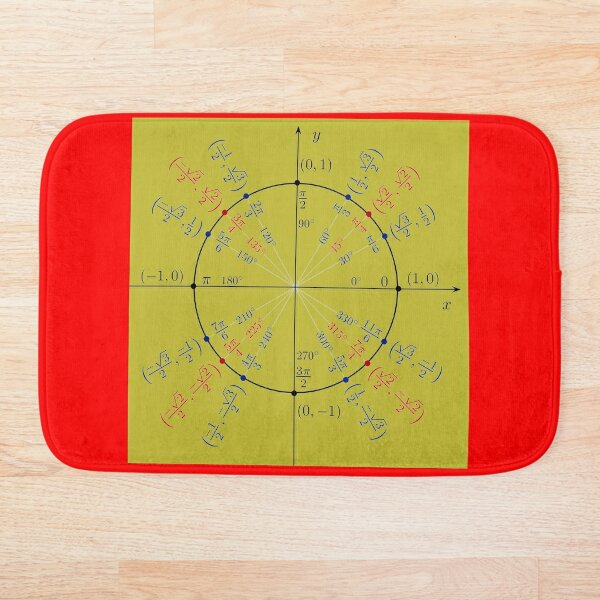 Unit circle angles. Trigonometry, Math Formulas, Geometry Formulas Bath Mat