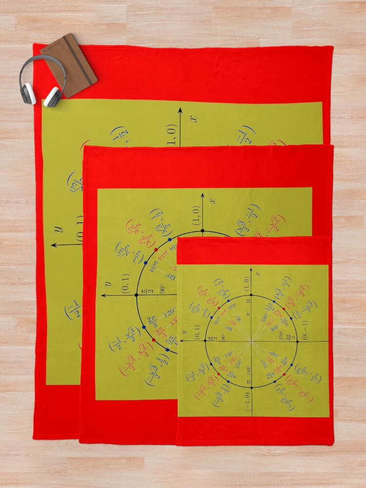 Alternate view of Unit circle angles. Trigonometry, Math Formulas, Geometry Formulas Throw Blanket