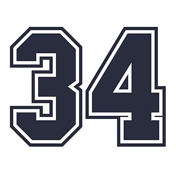 34 Sports Number Thirty-Four