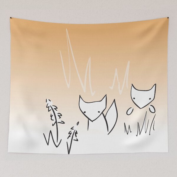 Item preview, foxes in a field of foxgloves designed and sold by bravescribbler.