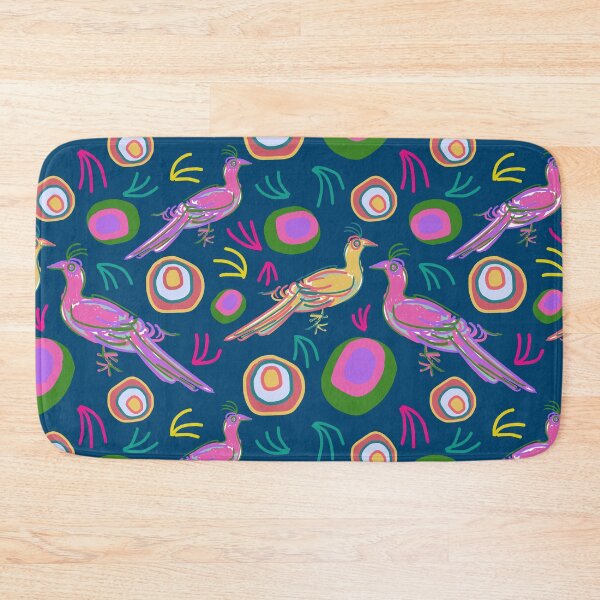 Item preview, Botanical farm birds hand drawn gathering on dark blue pattern designed and sold by EarthyPlanty.