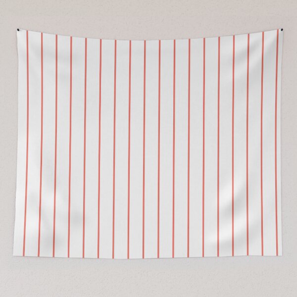 Item preview, Living coral pinstripes pattern on white, minimal design, summer marine beach house pattern designed and sold by UDDesign.