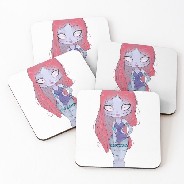Pin Up Doll Cosplay Art (Close-up) Coasters (Set of 4)