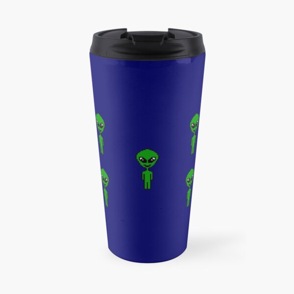 Pixel Aliens (blue background) Travel Mug