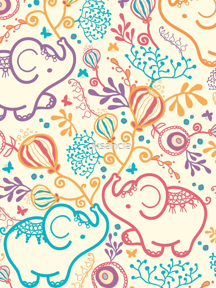 Elephants with bouquets pattern by oksancia