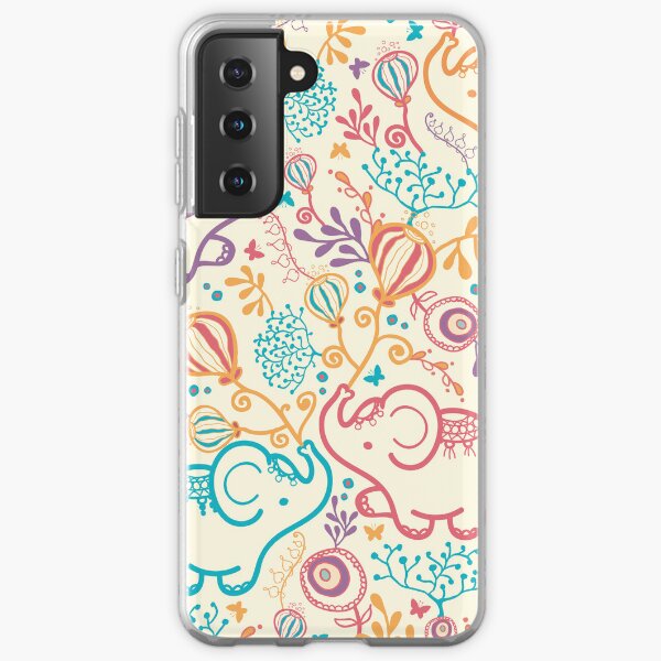 Elephants with bouquets pattern Samsung Galaxy Soft Case