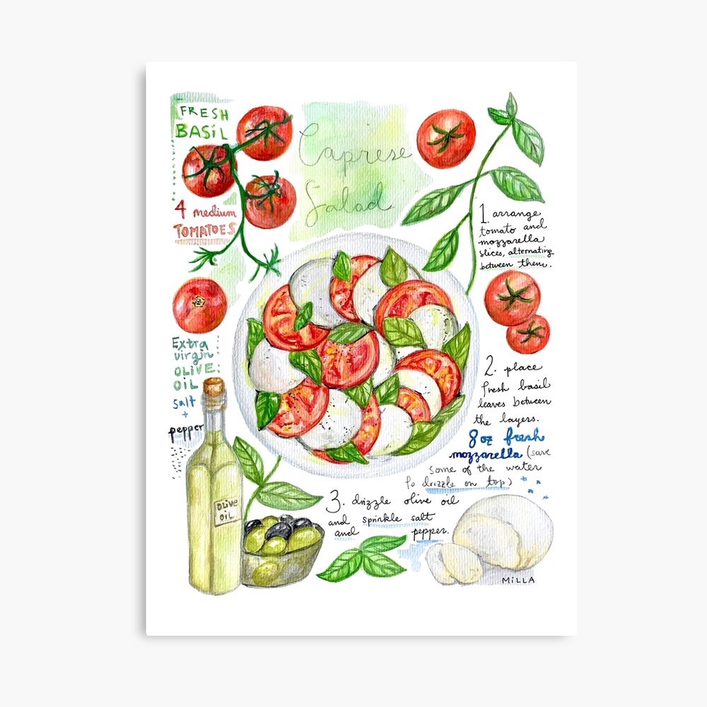 Caprese Salat Rezept Art Poster Von Millashin Redbubble