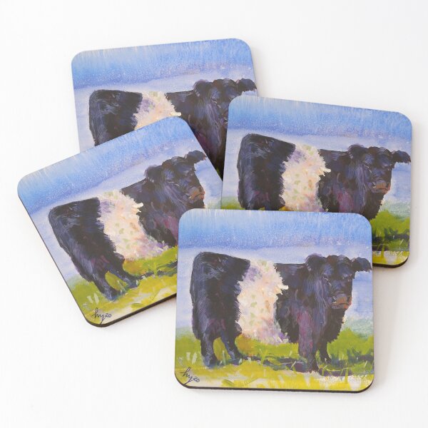 Item preview, Belted Galloway Cow Painting - Steer side view with blue sky designed and sold by MikeJory.