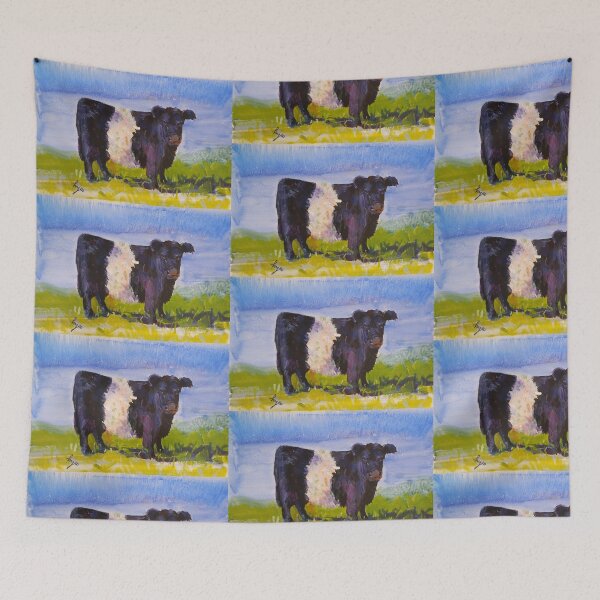 Item preview, Belted Galloway Cow Painting - Steer side view with blue sky designed and sold by MikeJory.