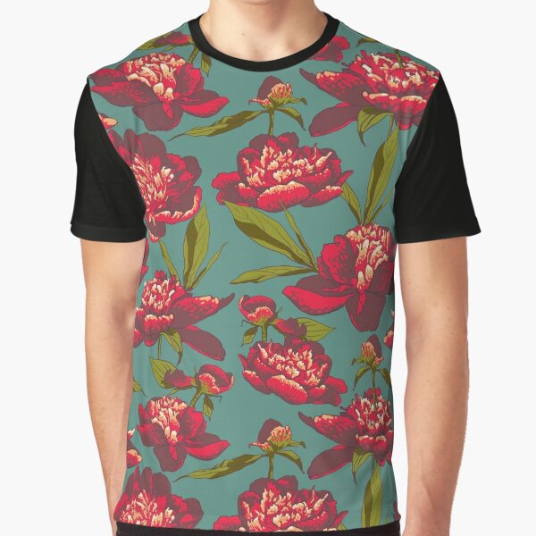 floral background with peonies  Graphic T-Shirt
