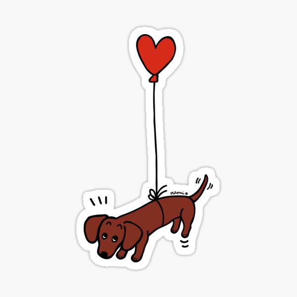 Red Smooth Haired Dachshund Floating in the Air Sticker
