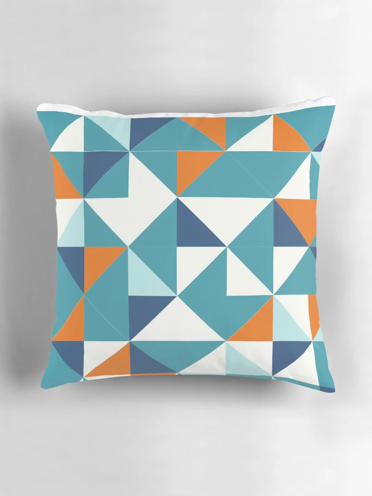 Teal and Orange Geometric Design Pillow for Sale by AtarangiDesigns Redbubble