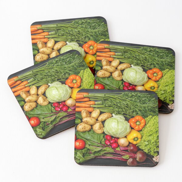 Item preview, Top view of fresh assorted vegetables on dark black background designed and sold by dariazu.