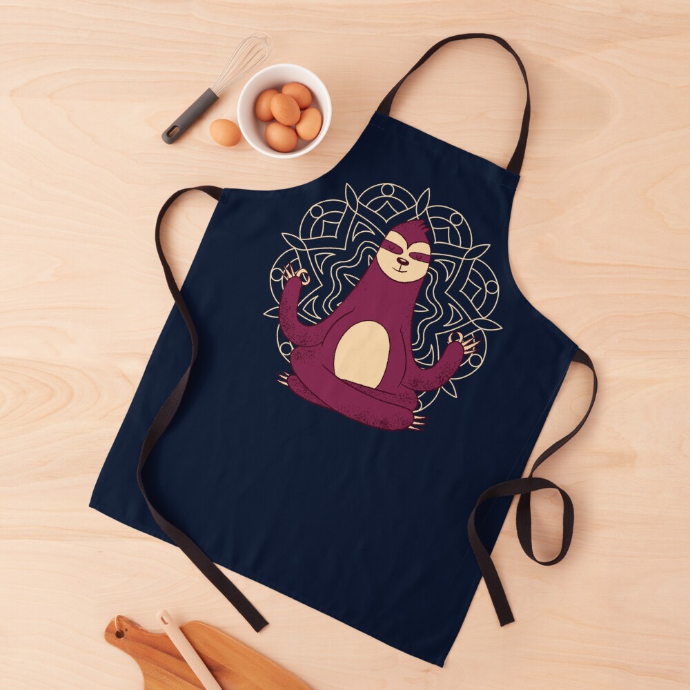 MEDITATION SLOTH YOGA NAMASTE Apron