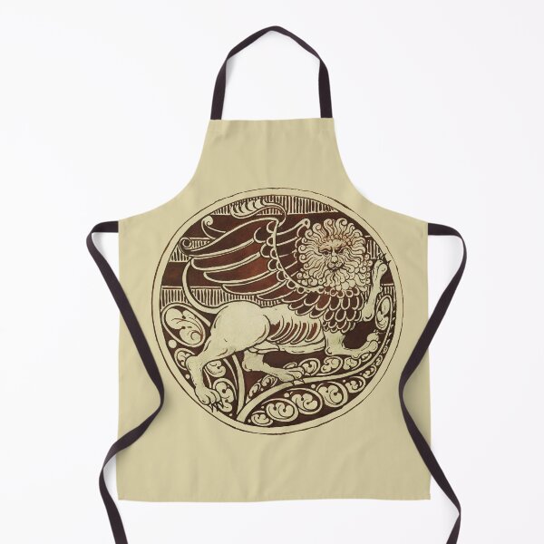 Item preview, WINGED LION IN SEPIA BROWN CREAM HUES Art Nouveau Animal Drawings designed and sold by BulganLumini.