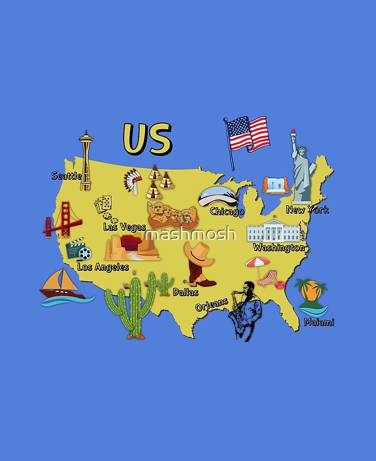 Carte des États-Unis avec les villes et les États