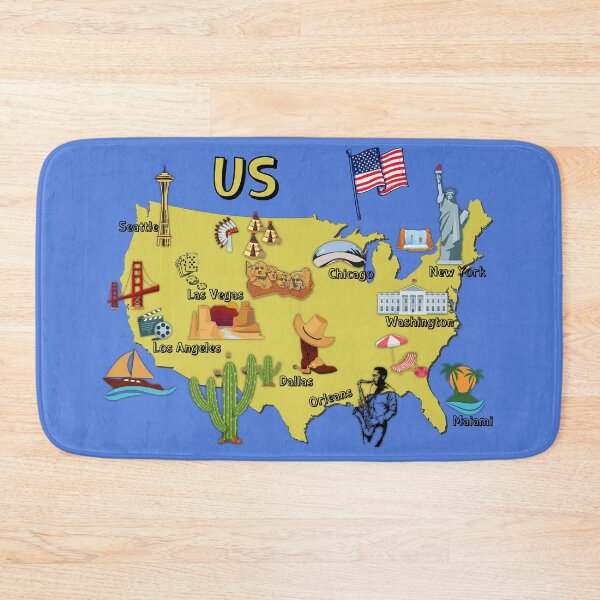Item preview, USA map US map major cities and United states America national symbols and landmarks green sheen designed and sold by mashmosh.
