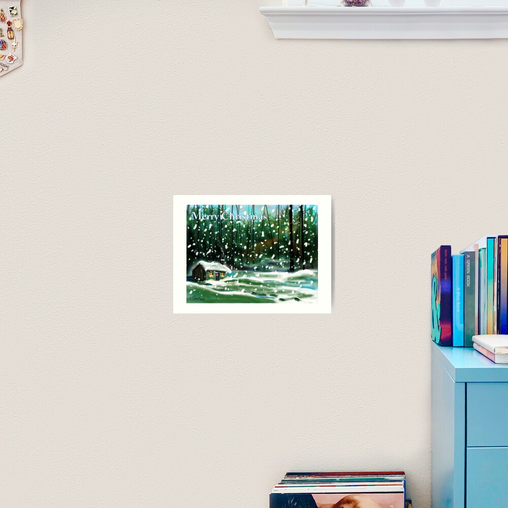 Cottage in the Snow Art Print